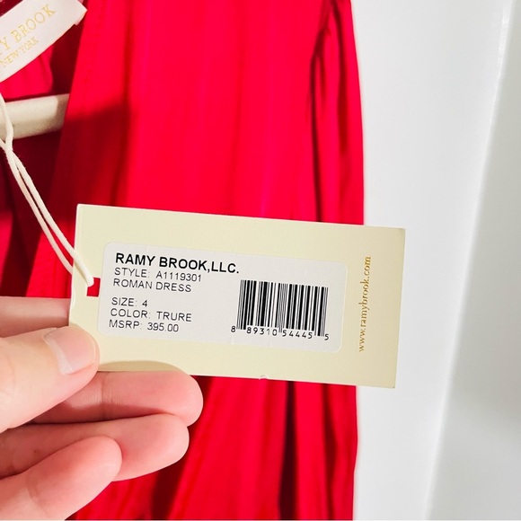 NWT Ramy Brook Roman Satin Mini Dress True Red Cocktail Wedding Party Lustrous - Picture 7 of 9